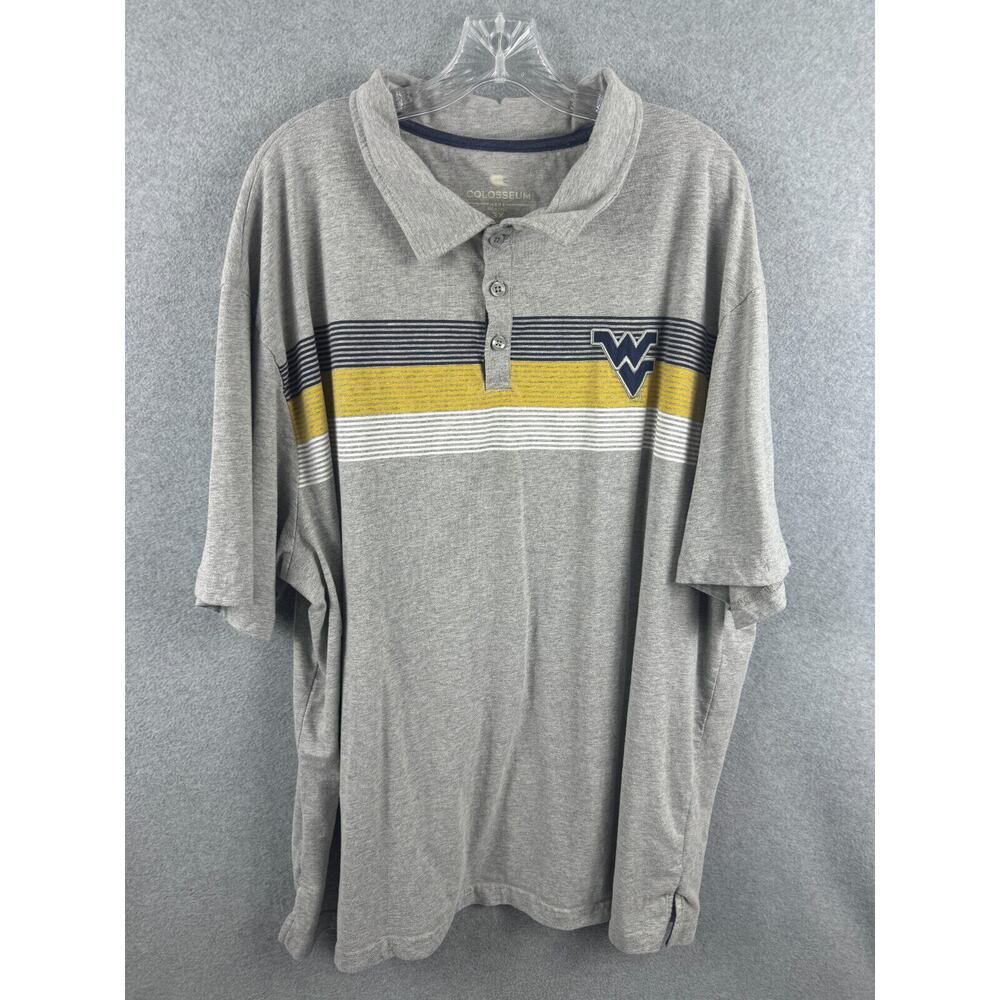 Colosseum West Virginia Polo Shirt Men's 3X Gray Short Sleeve NCAA College